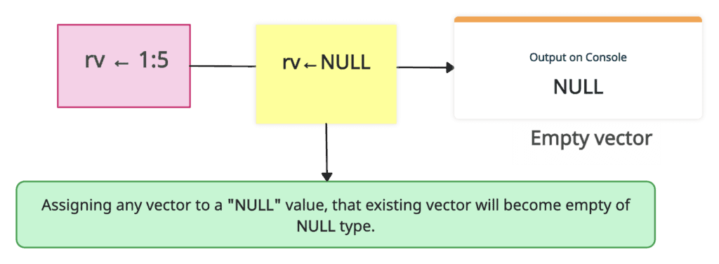 Assigning NULL to an existing vector