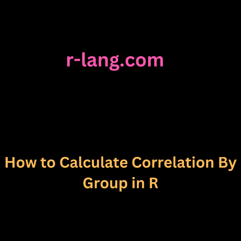 How to Calculate Correlation By Group in R