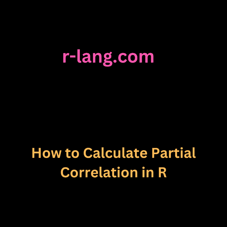 How to Calculate Partial Correlation in R