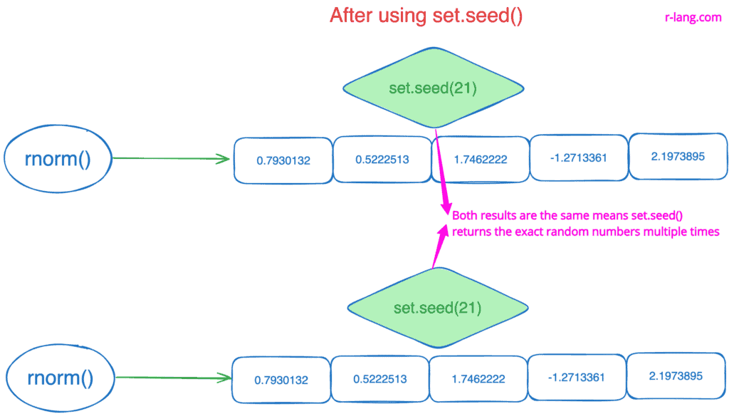 After using the set.seed() function in R