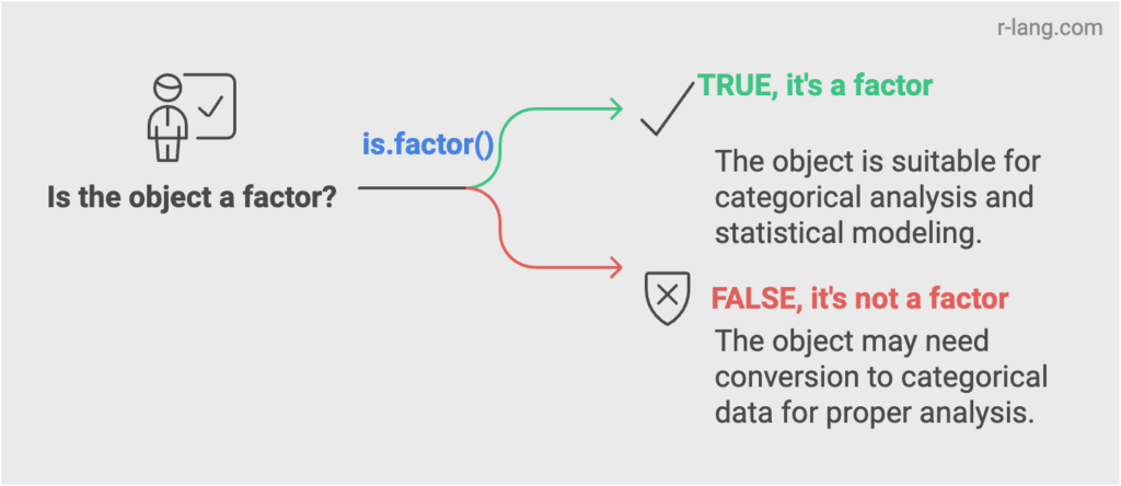 visual representation of is.factor() function in R